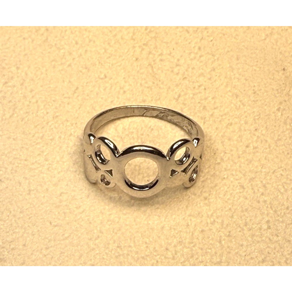 Vintage Sterling Silver Ring Open Circles GR Mark Size 8 Artisan Band 925